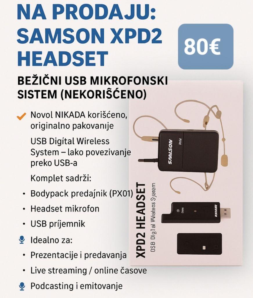 Samson XPD2 Headset – Bežični USB Mikrofon Sistem